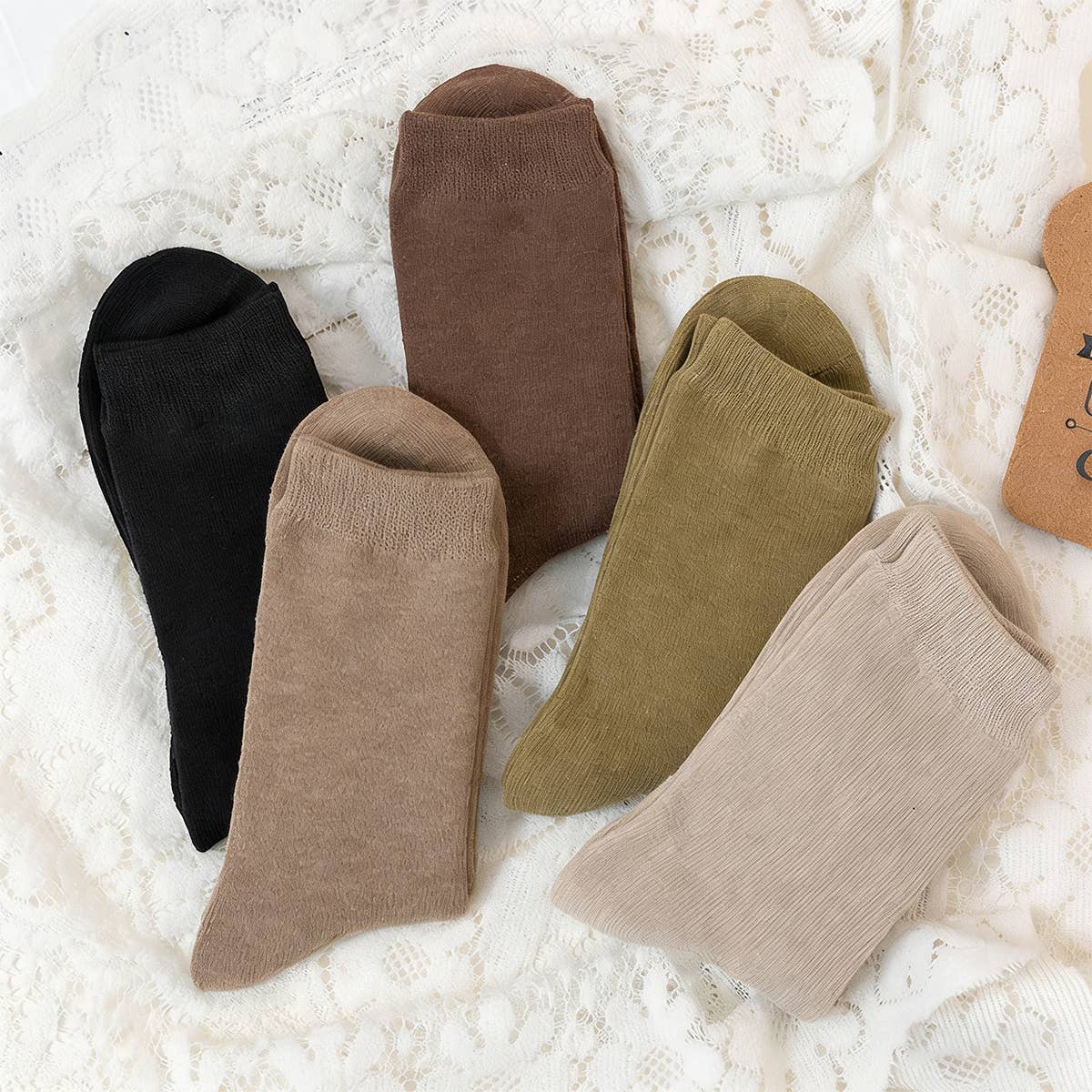 Thick Solid Wool Terry Crew Floor Socks_Cwms03363