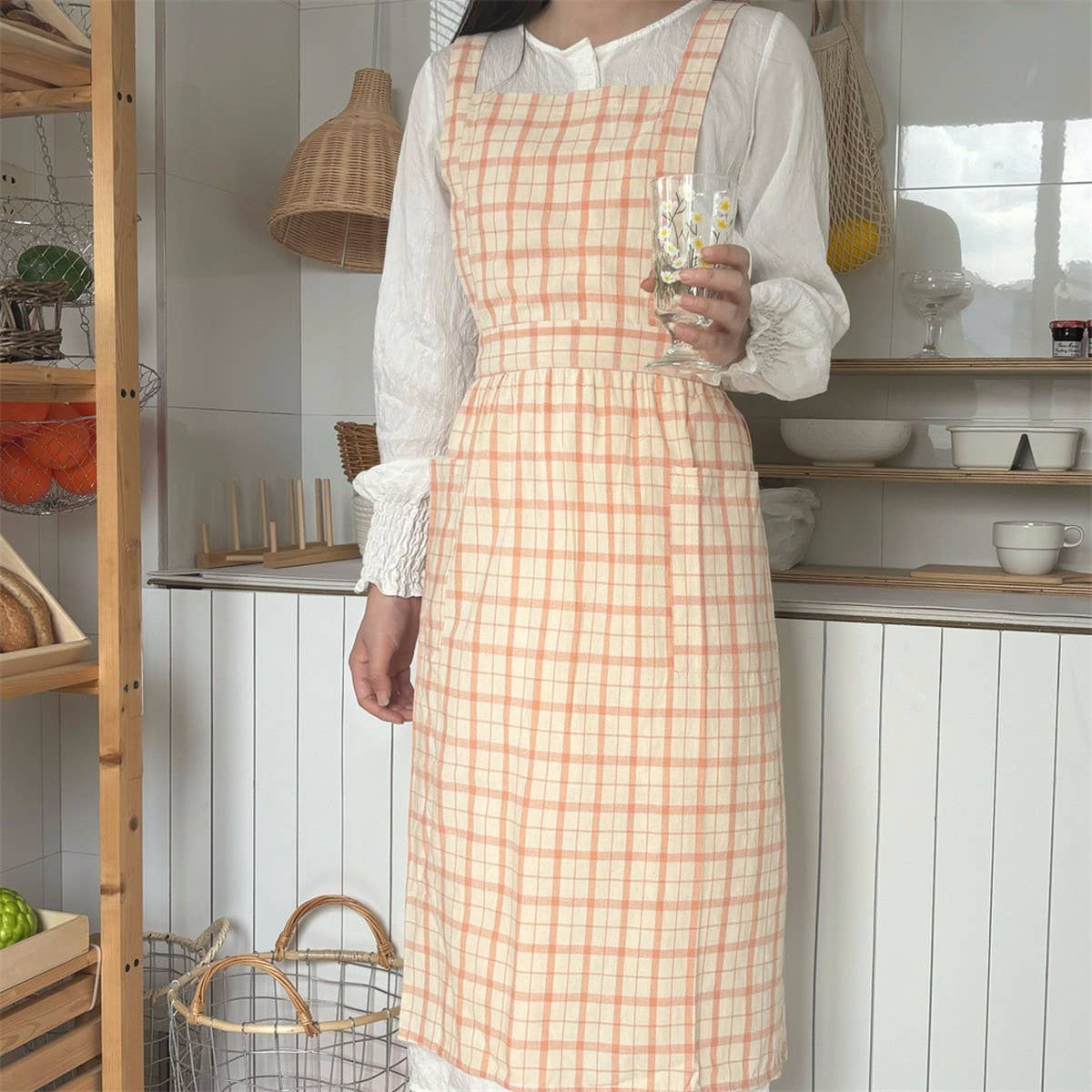 PLAID APRON FOUR COLOR CAFE WORK APRON_CWMM5813