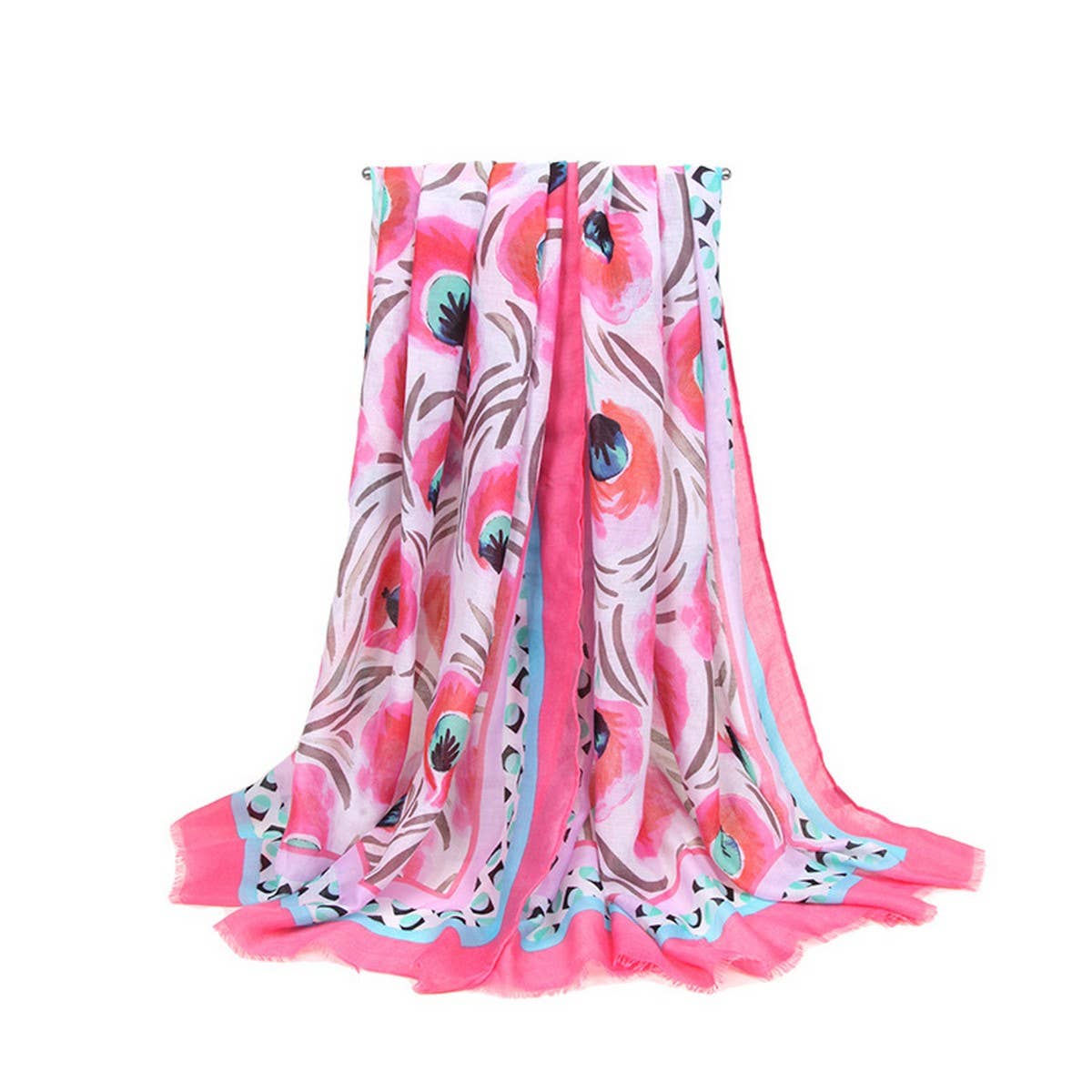 Floral Print Satin Scarf Spring Beach Wrap_Cwasc0681