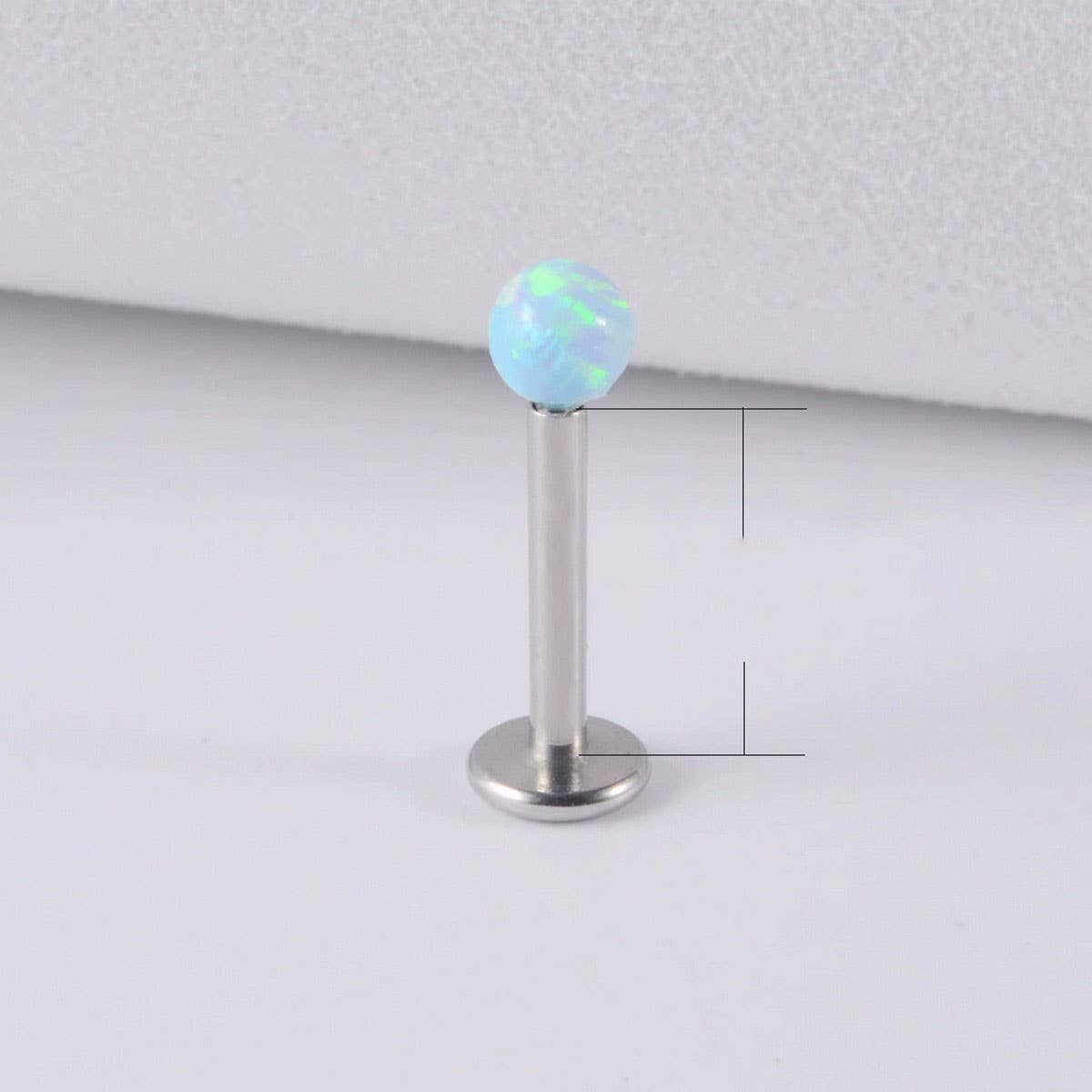 STAINLESS STEEL OPAL LIP STUD STRAIGHT BARBELL_CWMM9589