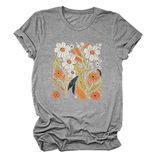 Women Summer Tee ??Flor Casual Round Neck_Cwtts1500
