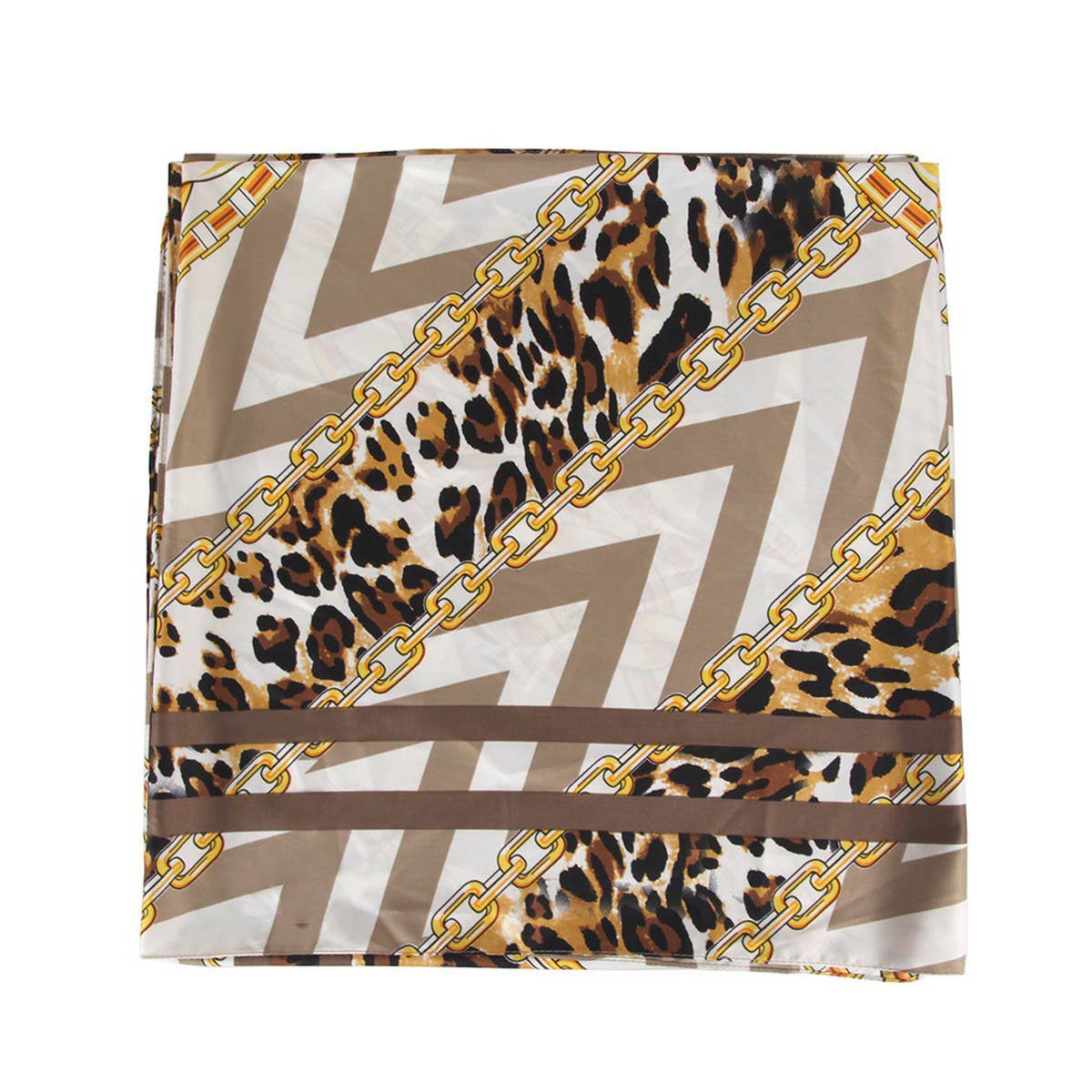 LEOPARD CHAIN TWILL SQUARE SCARF SPRING WRAP_CWASC0668