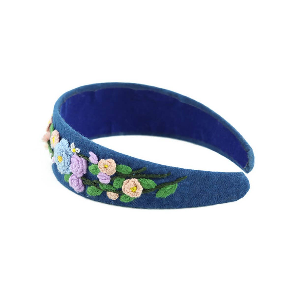 HANDCRAFTED INDIGO DYE HEADBAND VINE EMBROIDERY_CWMM6108