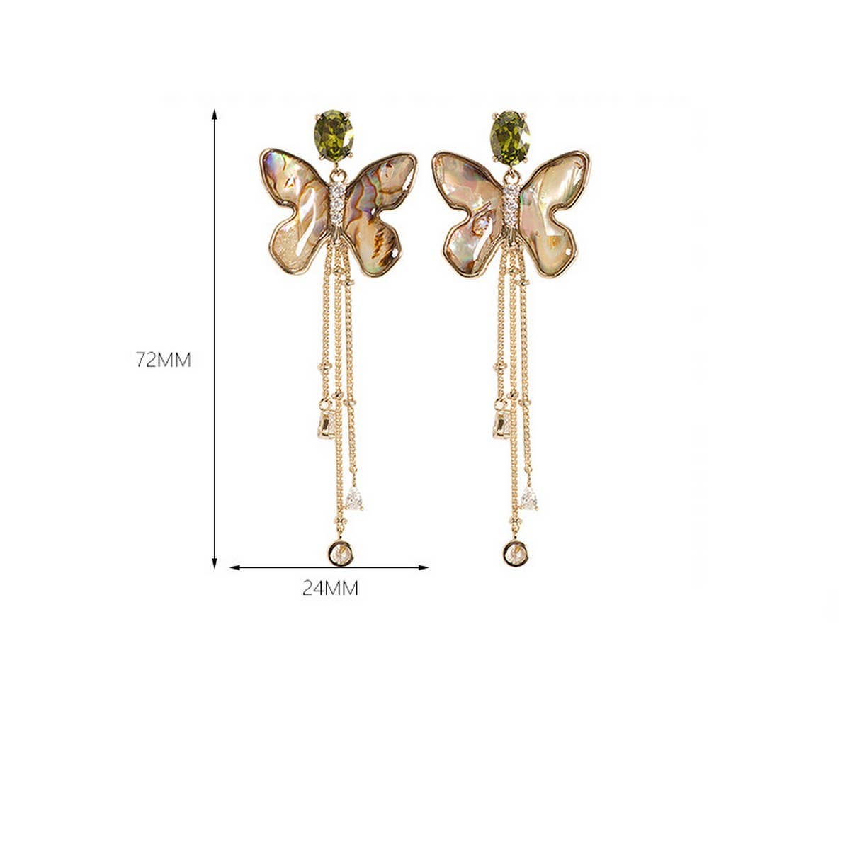 ABALONE TASSEL EARRINGS WITH DIAMOND AND ZIRCONIA_CWMM4350