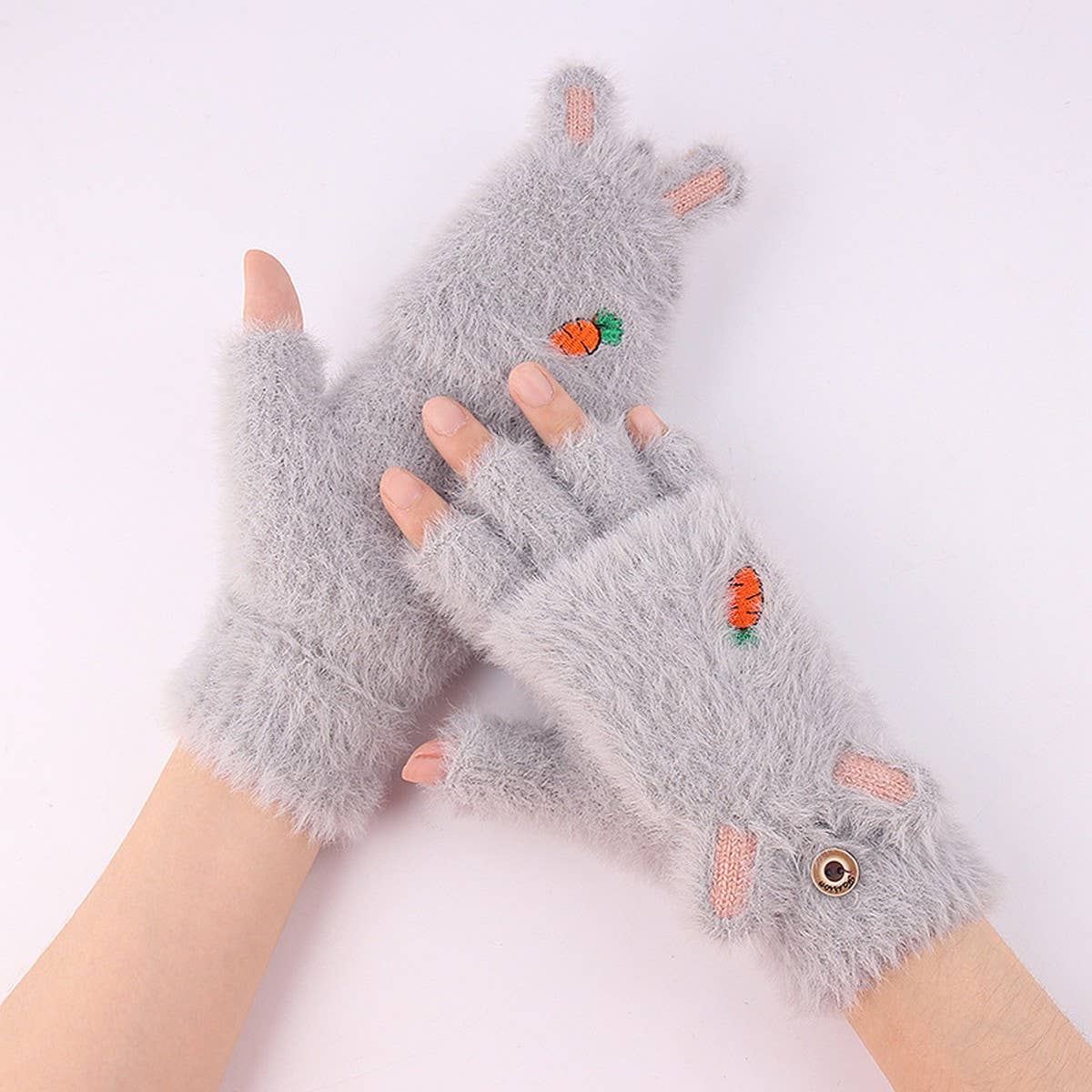 Winter Warm Flip Fingerless Gloves For Women_Cwag0243
