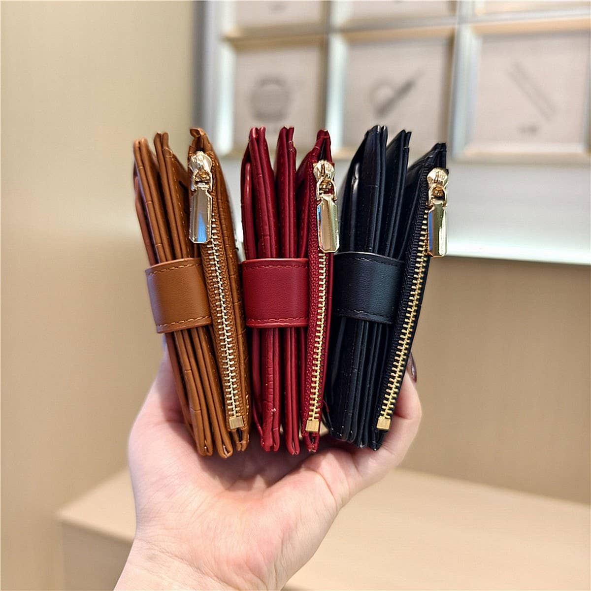 Stone Pattern Bifold Foldable Leather Wallet_Cwab06206