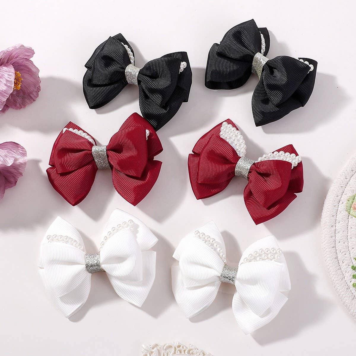 HANDMADE GLITTER BOW HAIR CLIP SET FOR GIRLS_CWAHA6734
