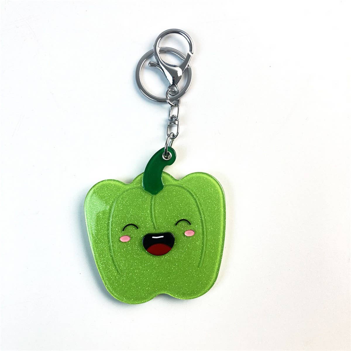 CUTE GREEN PEPPER MAKEUP MIRROR KEYCHAIN ACRYLIC_CWMM6381