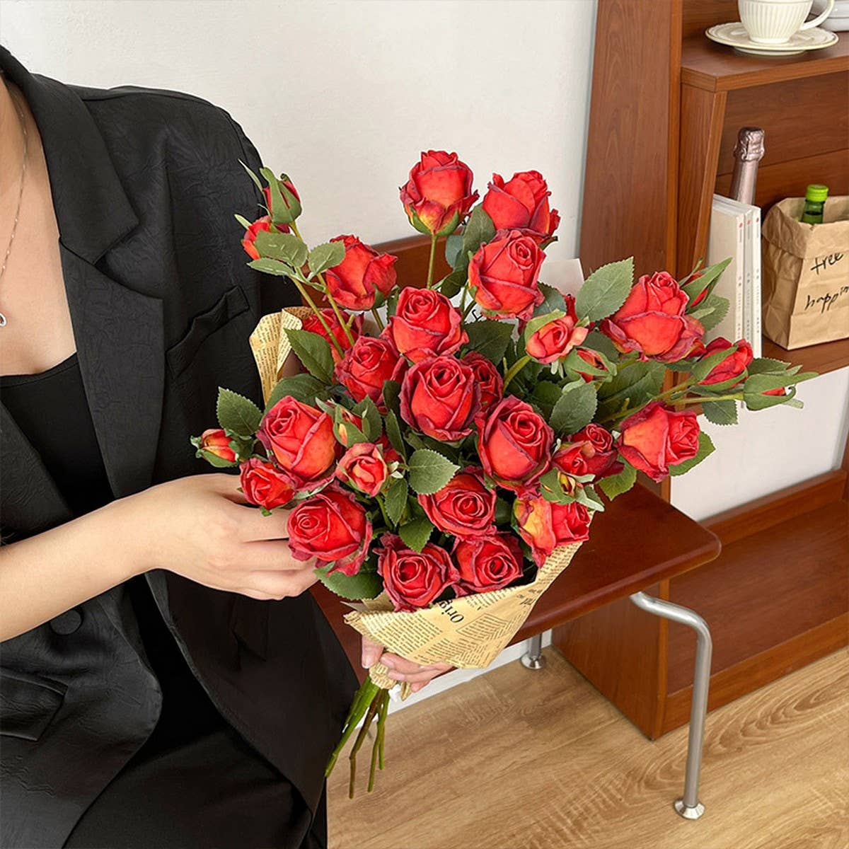 Vintage 5-Head Angora Rose With Burnt Edges_Cwmm6512