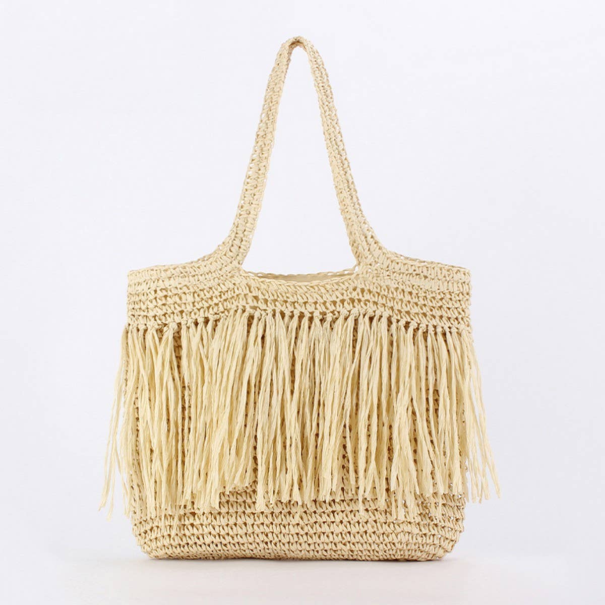 NEW FASHION TASSEL PAPER ROPE BRAIDED BAG_CWAB4699