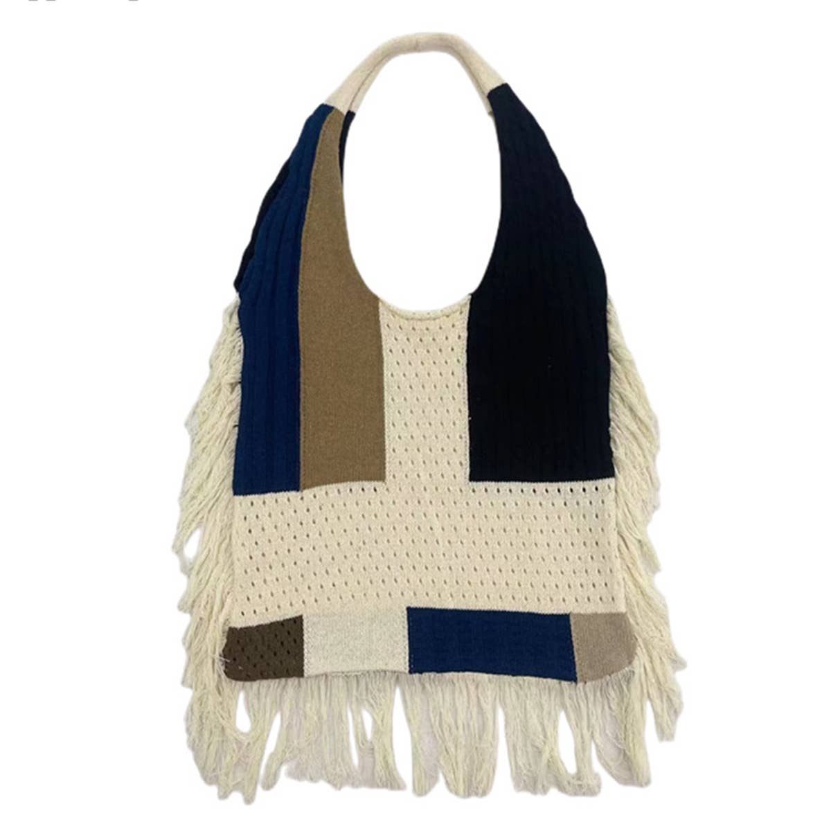 Women Retro Knit Stitching Portable Shoulder Bag_Cwab0834
