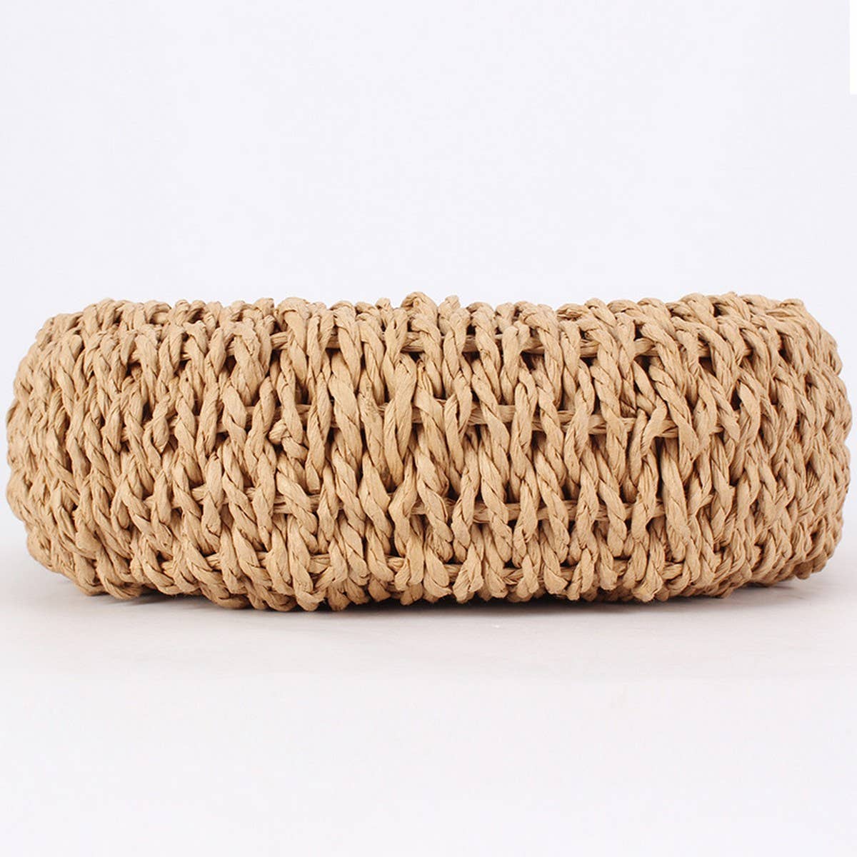 SEMI CIRCULAR HANDMADE PAPER ROPE STRAW BAG_CWAB4701