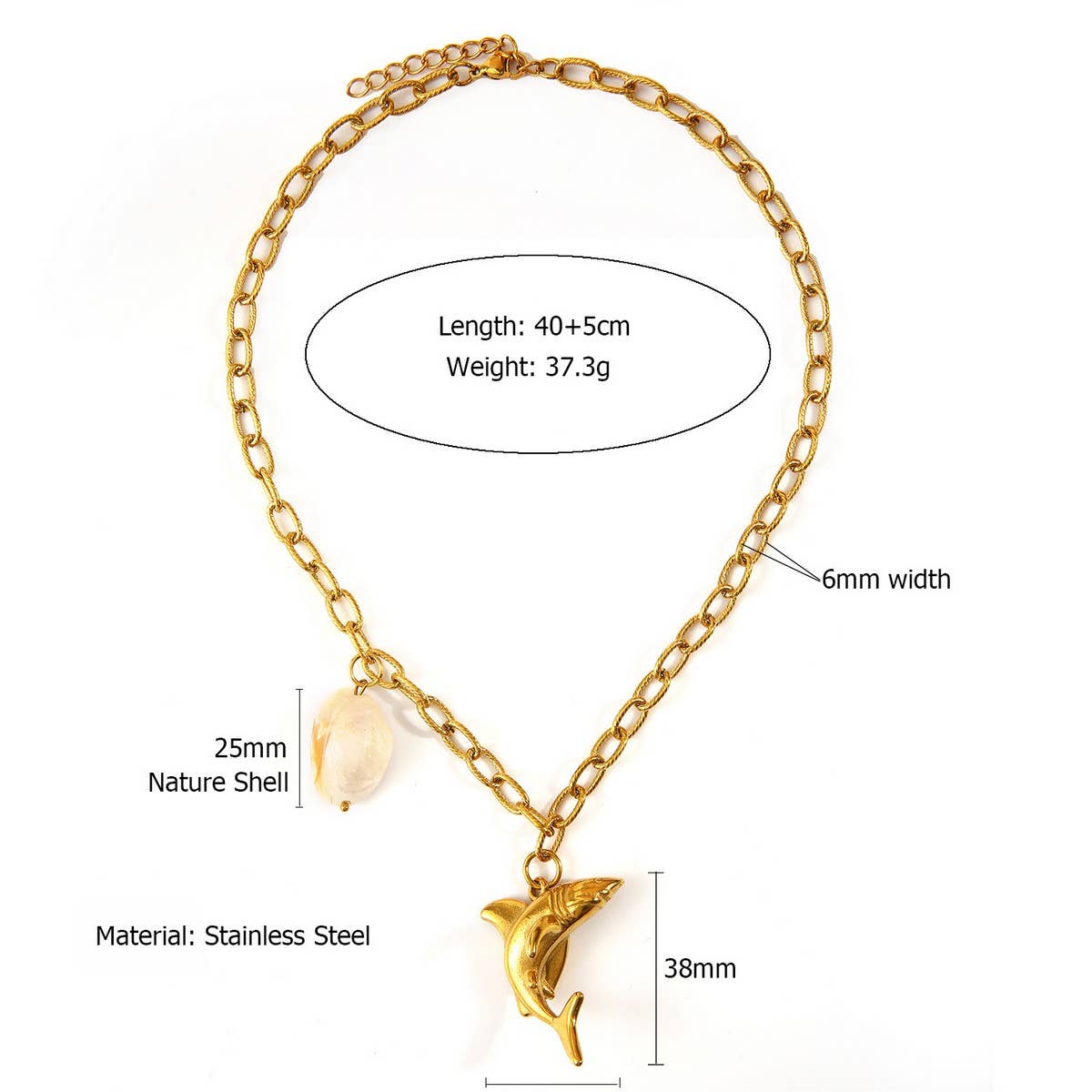 ORIGINAL STEEL OCEAN NECKLACE WITH FISH DOLPHIN_CWMM8831