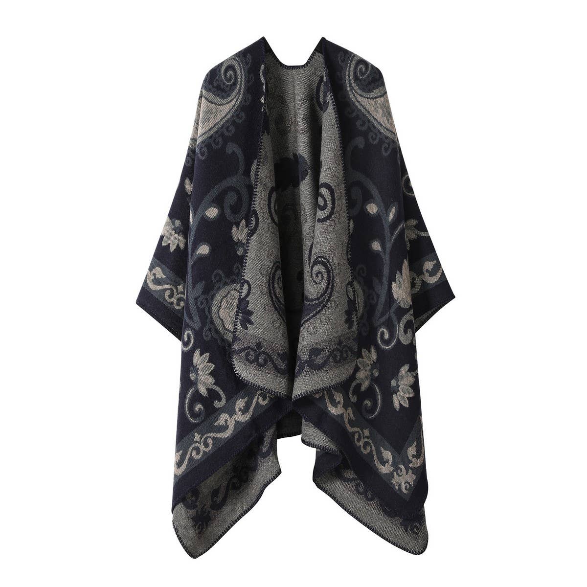 CAPE DARK DOUBLE SIDED WARM OUTER WEAR THICK SHAWL_CWASC2121