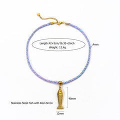COLORFUL HANDMADE ROPE NECKLACE WITH PENDANT_CWMM8803