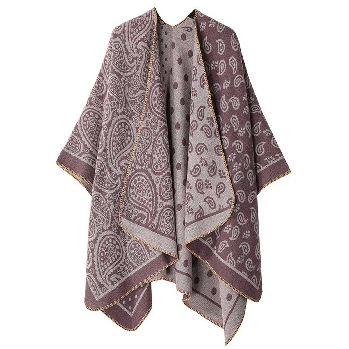 DOUBLE SIDED SLIT SHAWL COLORBLOCK SCARF CAPE_CWASC2175