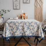 HOME BLUE ROSE PRINT PASTORAL TABLECLOTH_CWMM0943