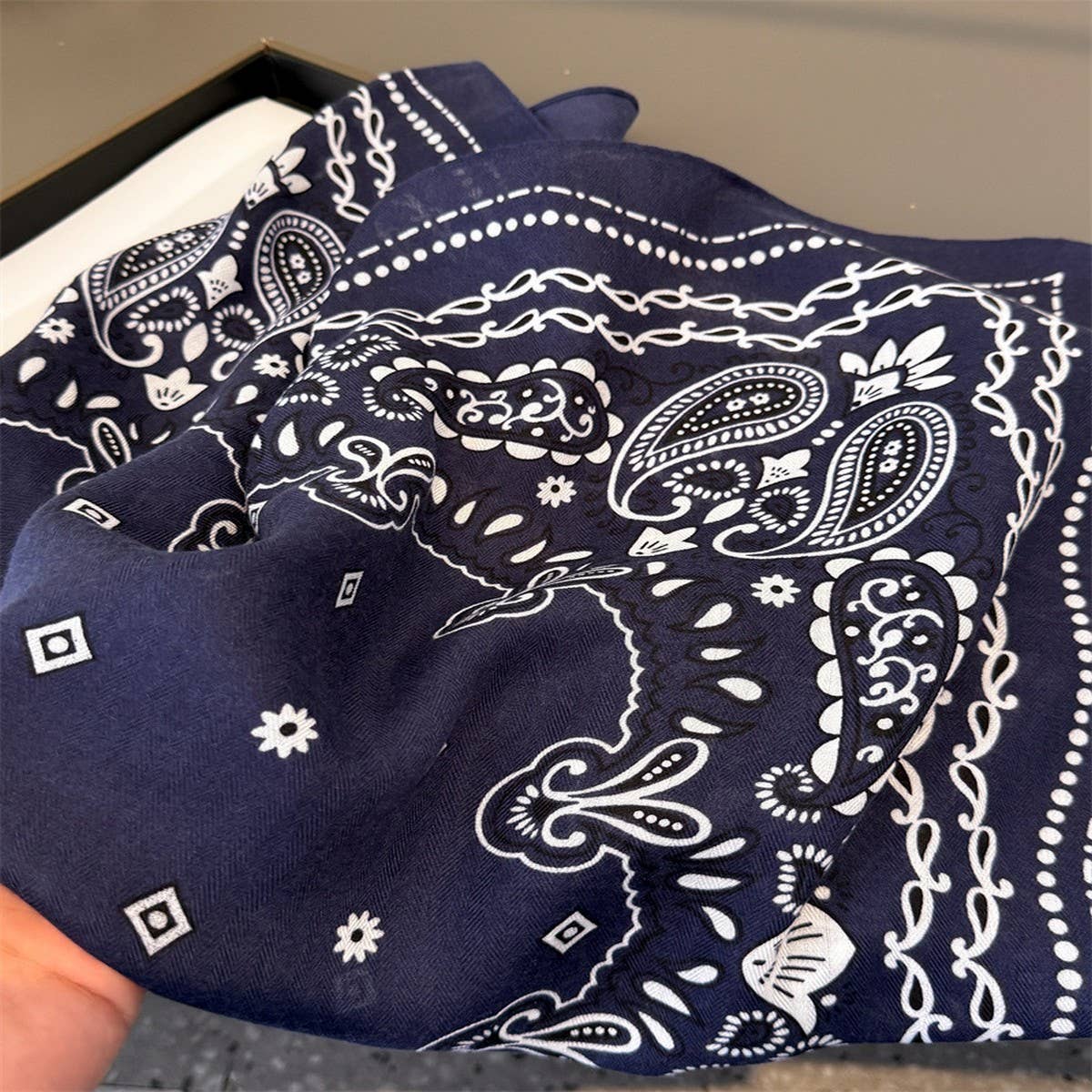 Paisley Herringbone Linen Feel Silk Scarf_Cwasc03310