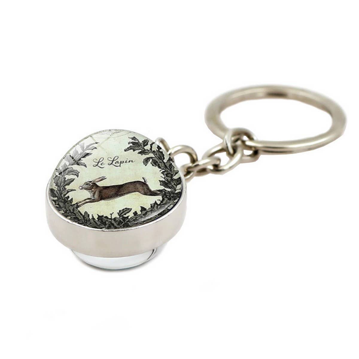 EASTER RABBIT CRYSTAL GLASS BALL PENDANT KEYCHAIN_CWMM0497