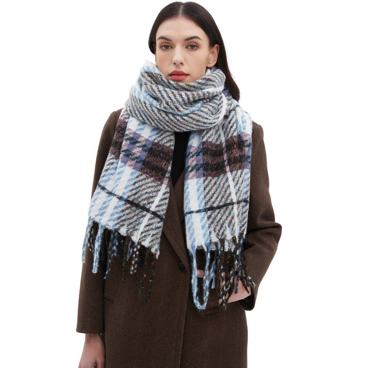 NEW TASSEL CHECKERED SCARF FOR FALL WINTER_CWASC0869