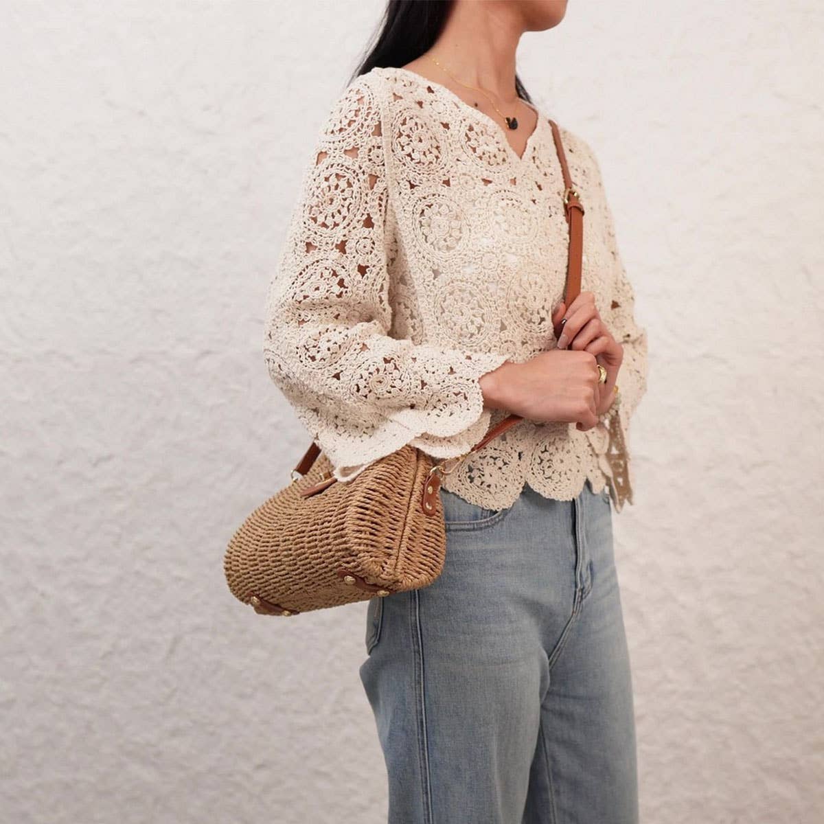 HIGH END FASHIONABLE PAPER ROPE WOVEN BAG_CWAB4710