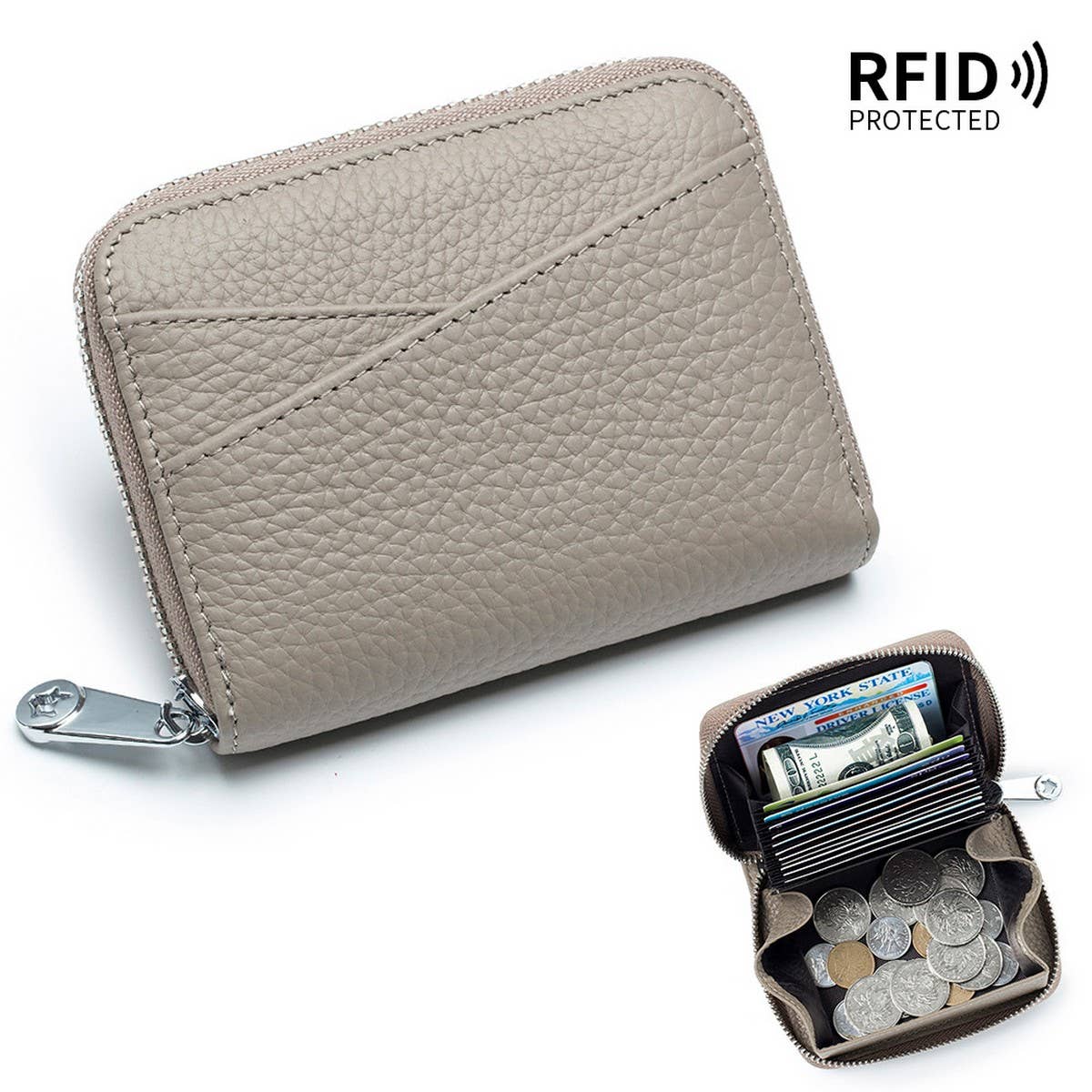 COIN PURSE ZIPPER GENUINE LEATHER CARD HOLDER_CWAB3829