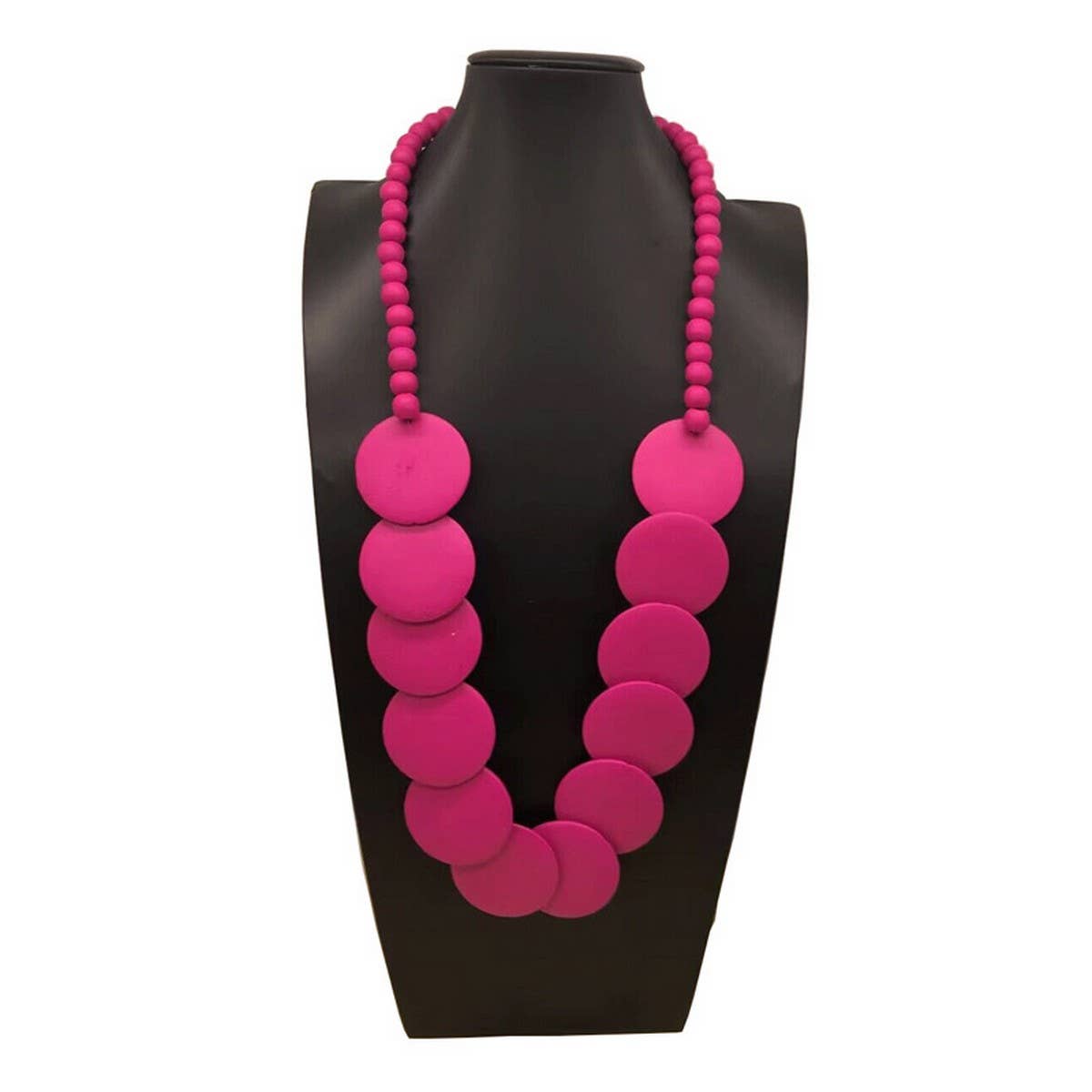 HANDMADE LARGE ROUND WOODEN BEAD LONG NECKLACE_CWMM4559