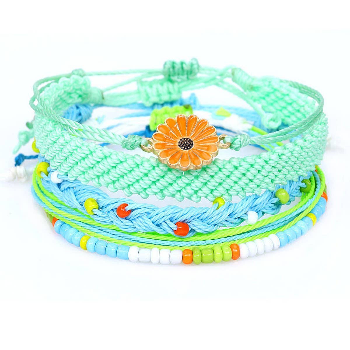 SUNFLOWER DAISY MIXED COLOR WOVEN BRACELET_CWAJE0717