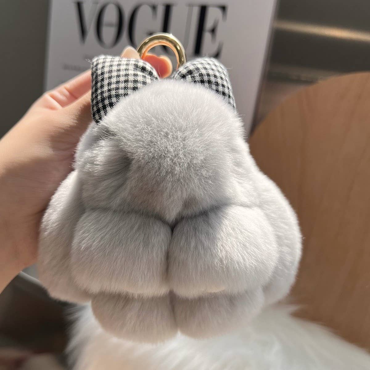 CUTE PLUSH DOLL BOW BUNNY CAR KEYCHAIN PENDANT_CWMM2477