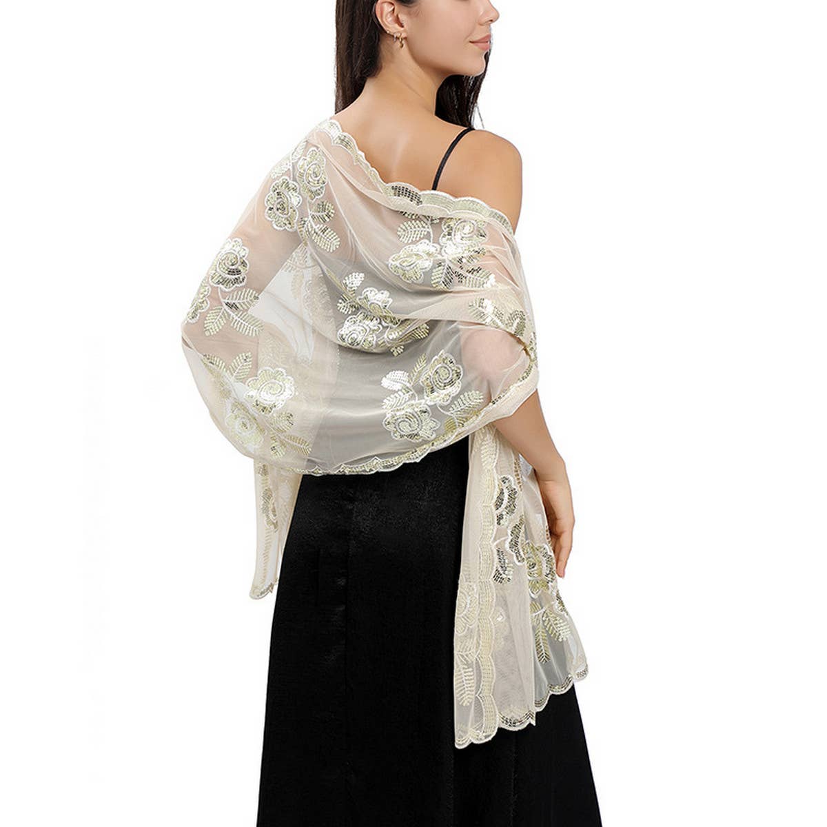 NEW ARRIVAL FLOWER SEQUIN EMBROIDERED SHAWL_CWASC1087