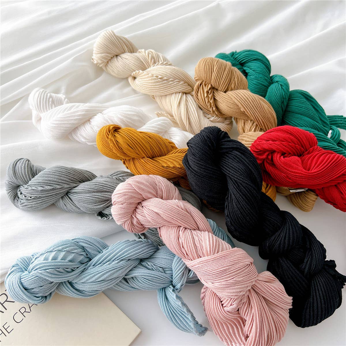 Cwasc2389_Wrinkled Solid Color Cotton And Linen Scarf