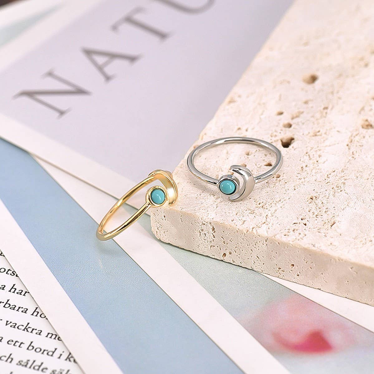 SIMPLE AND COOL MOON CREATIVE RING OPEN RING_CWAJE1748