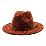 Woolen Leopard Print Hat Jazz Hat Wide Brim Hat_Cwah2570