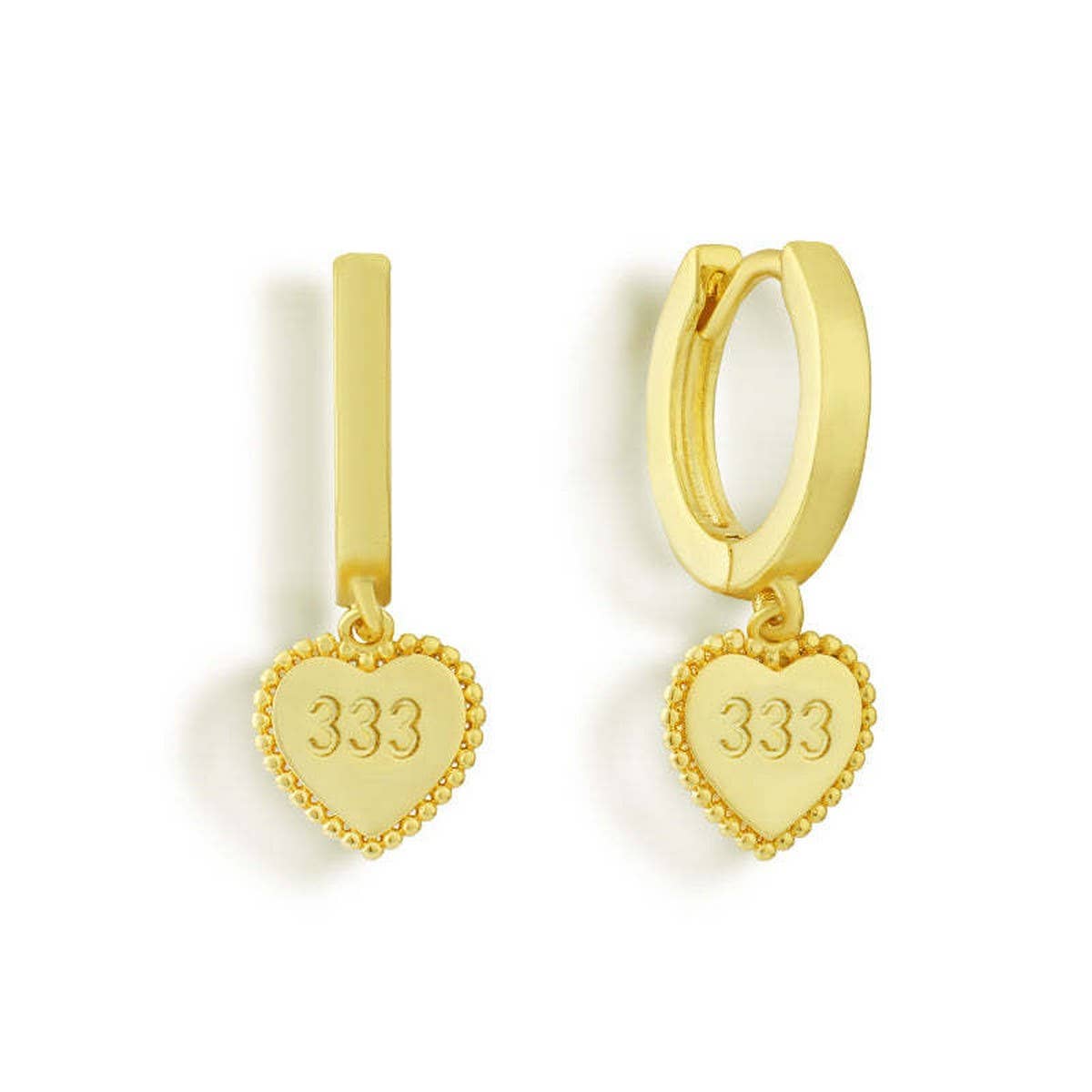 Trendy Number Heart Lace Gold Plated Earrings