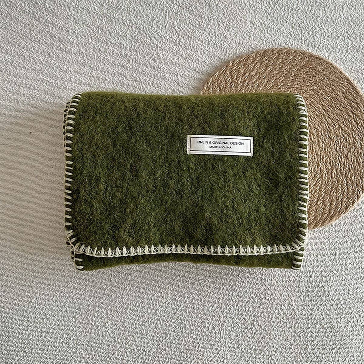 SOLID WOOL BLEND KNIT SCARF COLOR BLOCKED TRIM_CWASC2291