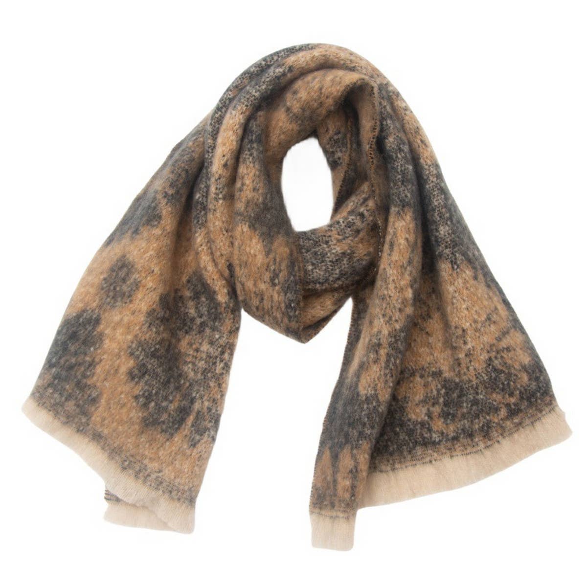 FLORAL JACQUARD SCARF WINTER SHORT FRINGE WRAP_CWASC1279