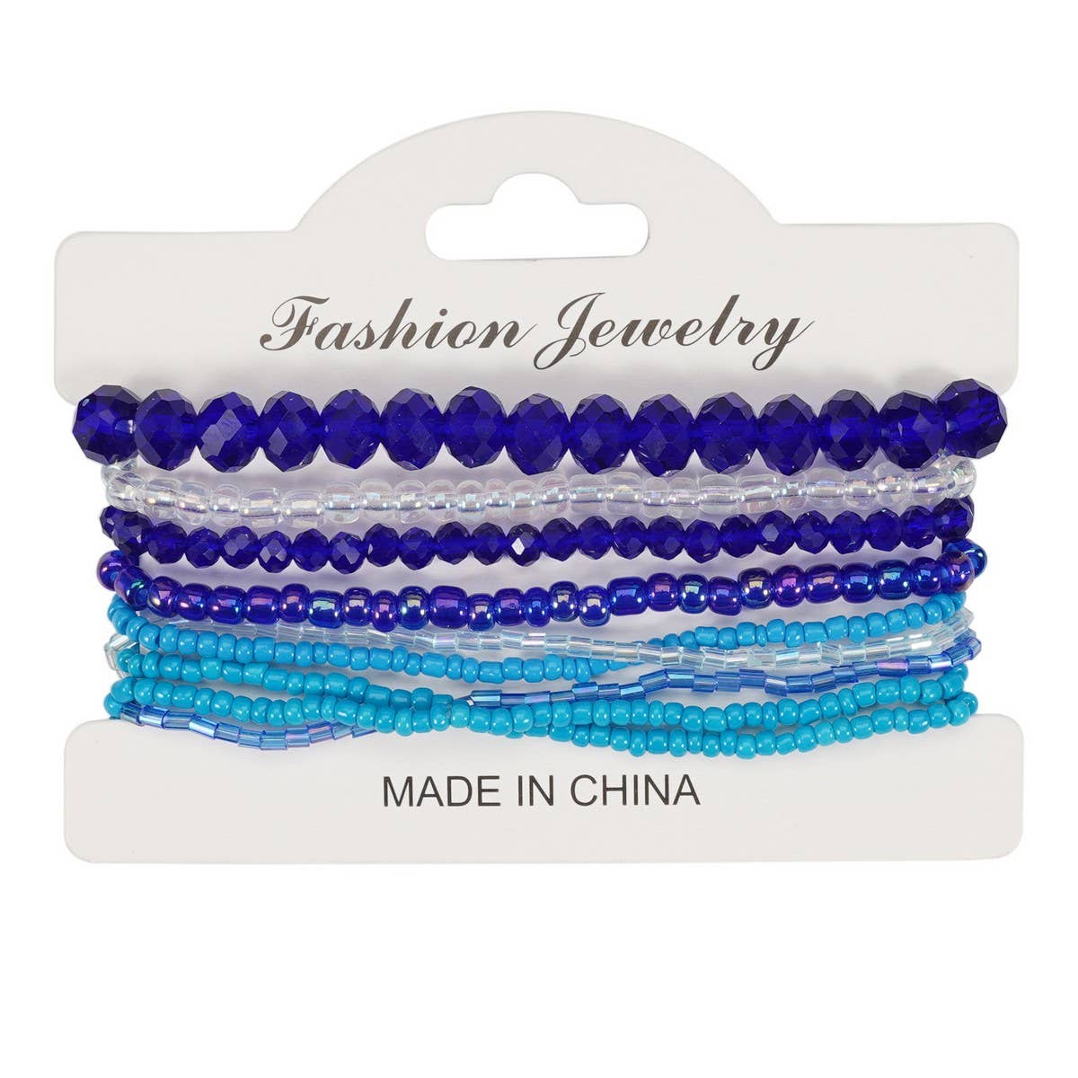 Cwaje05691_Boho Crystal Beaded Multi Layer Elastic Bracelet