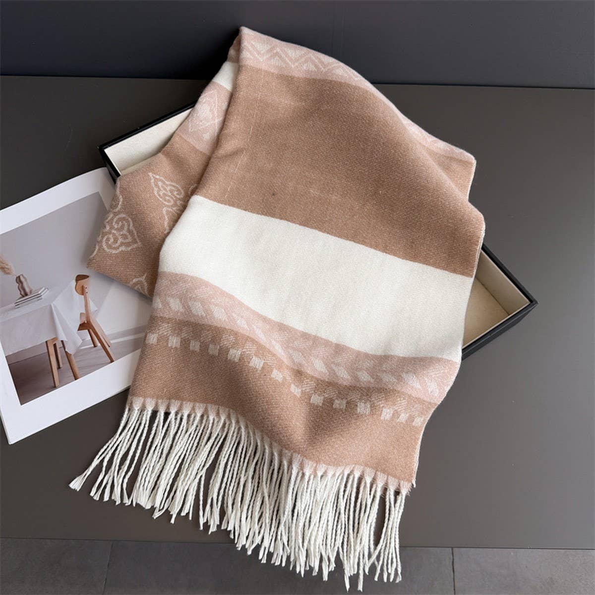 Winter Plaid Colorblock Tassel Scarf Wrap Unisex_Cwasc03273