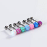 STAINLESS STEEL OPAL LIP STUD STRAIGHT BARBELL_CWMM9589