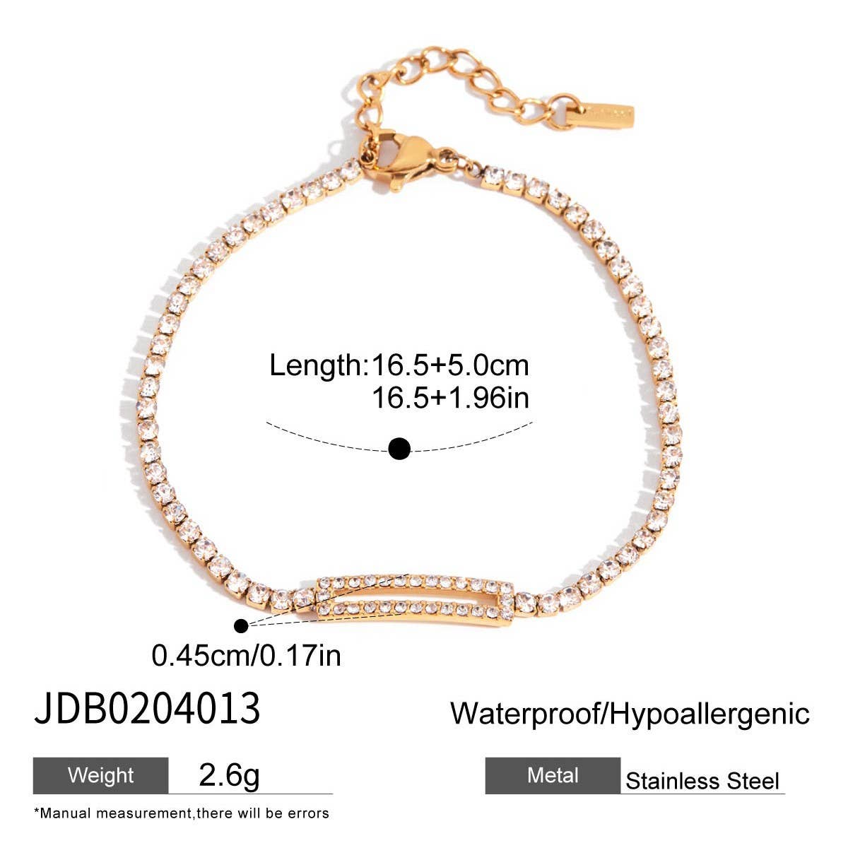 18K GOLD PINK ZIRCON ROUND CHAIN BRACELET STEEL_CWAJE4678