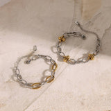 18K GOLD MIXED METAL HAMMERED O LINK CHAIN_CWAJE4767