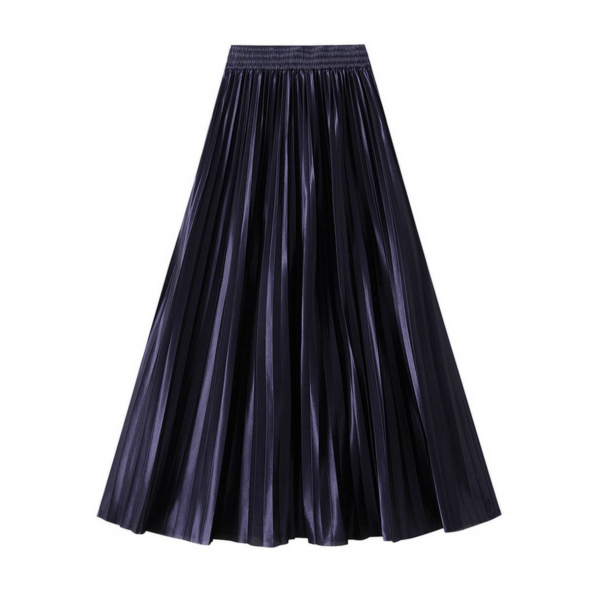 SLIMMING SHINY HIGH WAIST PLEATED MIDI SKIRT_CWBMS0329