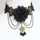 HALLOWEEN FLOWER CRYSTAL LACE SHORT NECKLACE COLLAR_CWMM0163