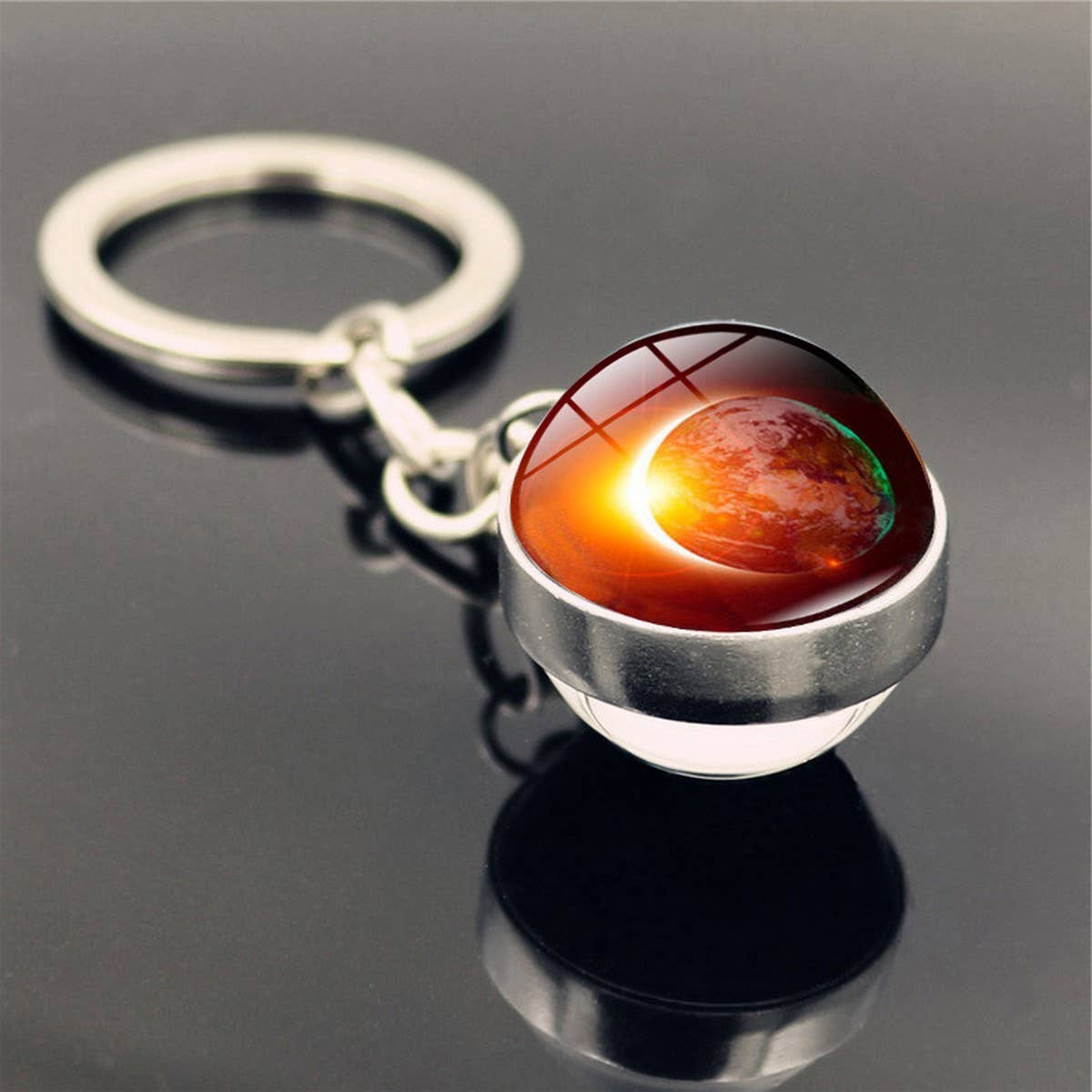 DOUBLE SIDED GLASS BALL KEYCHAIN PENDANT JEWELRY_CWMM0492