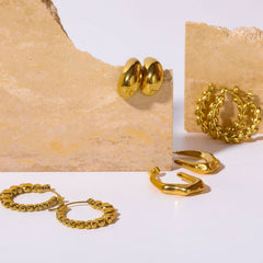 Trendy Bamboo Twist Circle Hoop Earrings