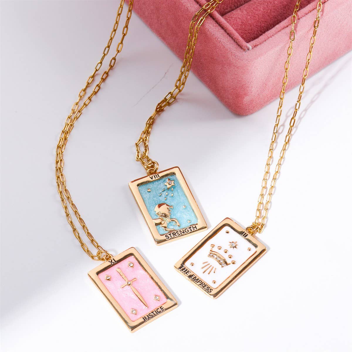Vintage Tarot Square Pendant Necklace_Cwmm3916