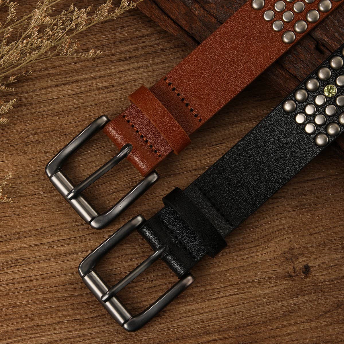 FASHIONABLE RIVET MUSHROOM STUD DIAMOND BELT_CWMM3939