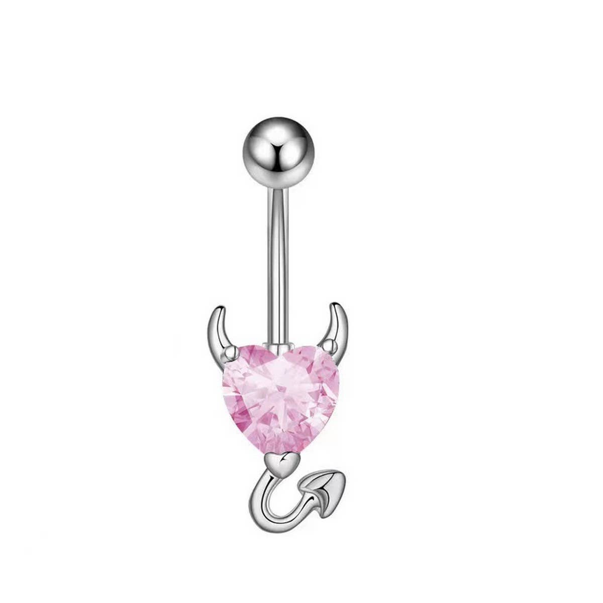DEVIL HEART ZIRCON BELLY BUTTON PIERCING RING_CWMM9229