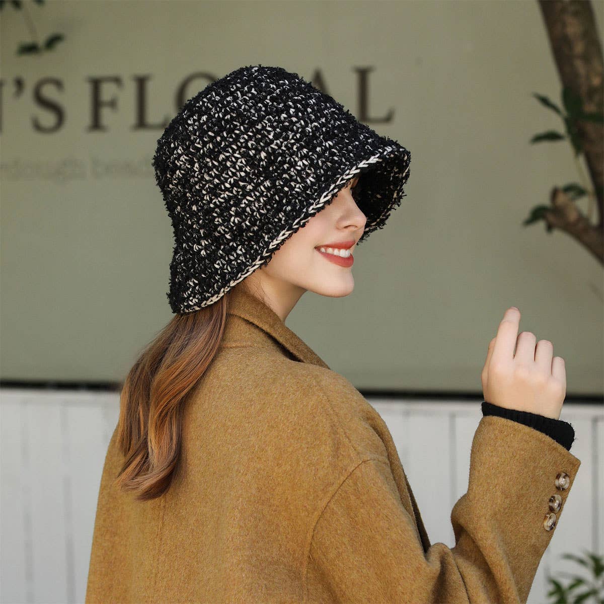 STRIPED BUCKET HAT WARM EAR PROTECTION KNITTED HAT_CWAH1978