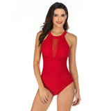 Womens Solid Color Slim One-Piece Swimsuit Bikini
